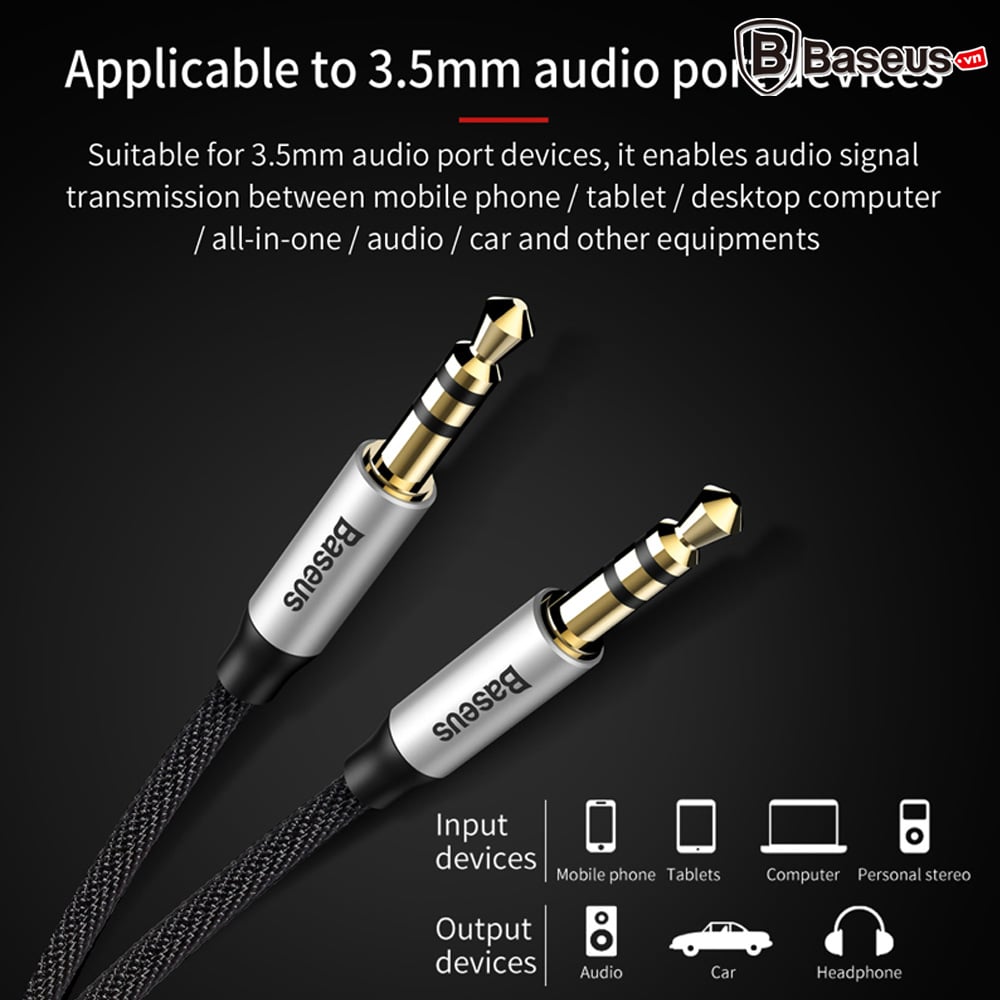 Dây cáp âm thanh chất lượng cao AUX Audio 3.5 Baseus M30 - Đam Mê Âm Nhạc và Chất Lượng 1 Dây cáp âm thanh chất lượng cao AUX Audio 3.5 Baseus M30 (Aux Cable 3.5mm Jack Male to Male)